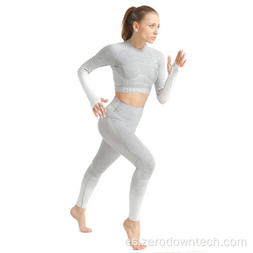 Conjunto de Yoga de alta calidad para mujer, 2 uds., Mallas deportivas sin costuras para gimnasio, chaqueta corta, ropa deportiva, pantalones de yoga, sujetador Joga